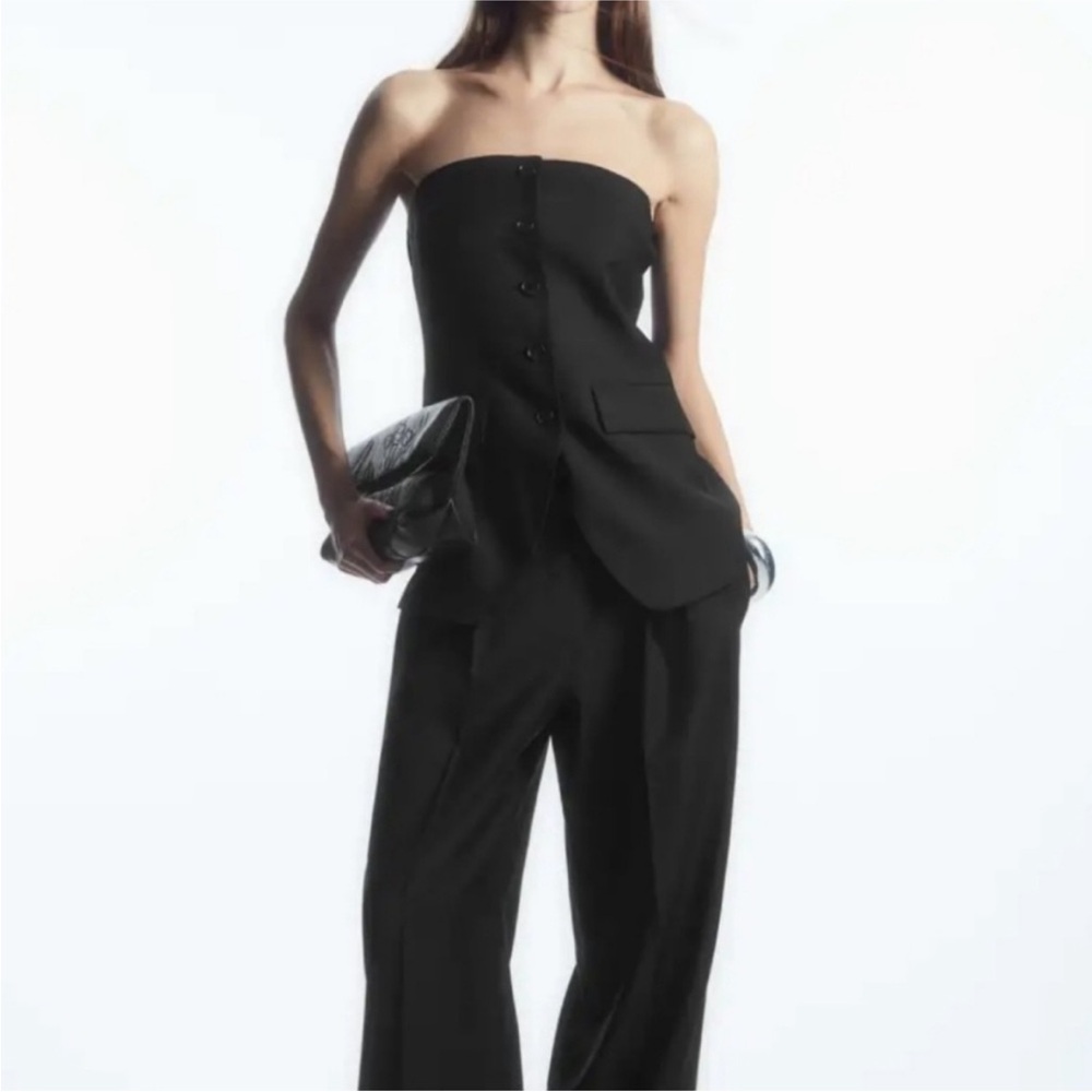 COS Black Strapless top